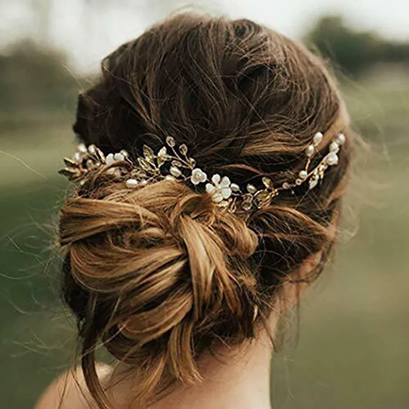 

Vintage Gold Silver Color Bride Headbands Flower Leaf Wedding Hair Accessories For Women Bridal Headwear Party Tiaras Jewelry