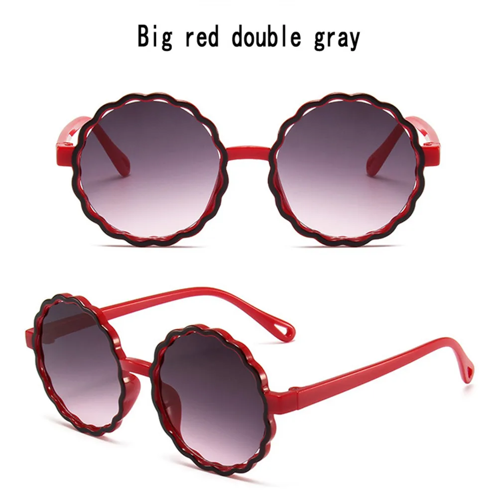 iboode Retro Round Frame Wave Children's Sung Fashion Contrast Color Flower Shape Boys Girls Outdoor Shading Sun_voghion.com