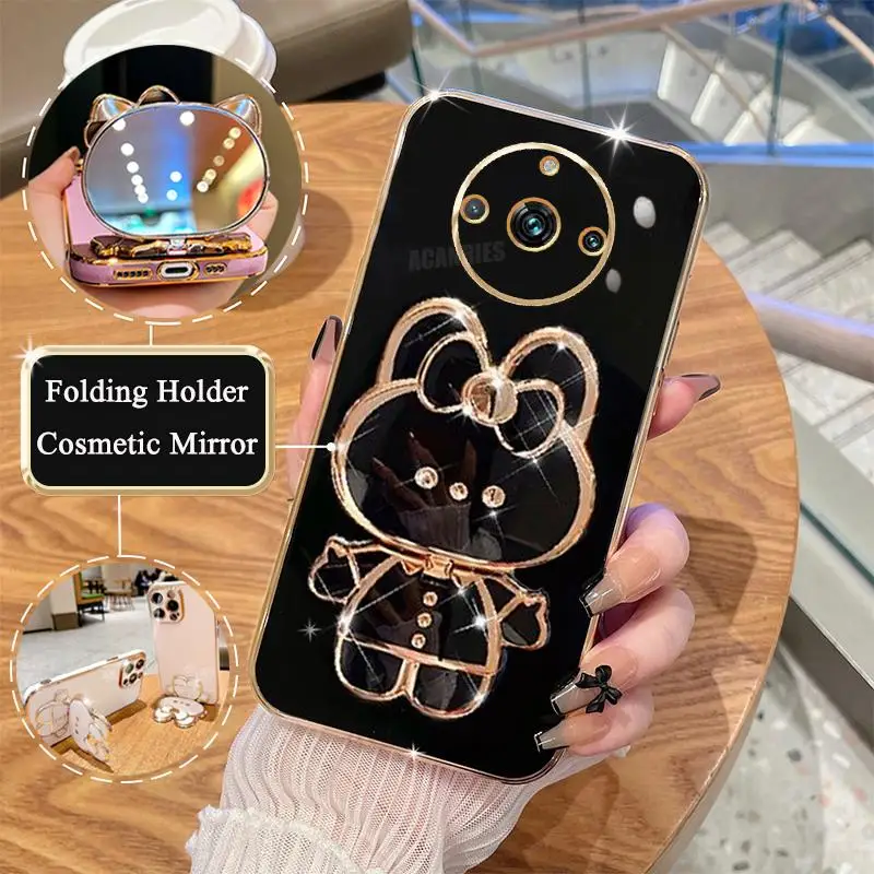 Luxury Plating Mirror Holder Silicone Stand Case