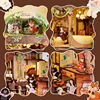Cutebee Book Nook Kit 3D Wooden Puzzle Bookshelf Roombox Toy Mole's Apartment Miniature with Dustproof Cover LED Light Booknook 5