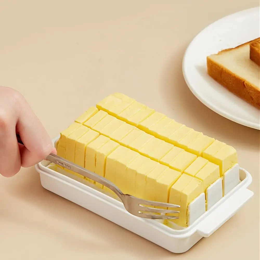 1PC Wooden Color Plastic Butter Cutting Storage Box Cheese Fresh-Keeping Box with Lid Breakfast Cheese Tools Kitchen Accessories