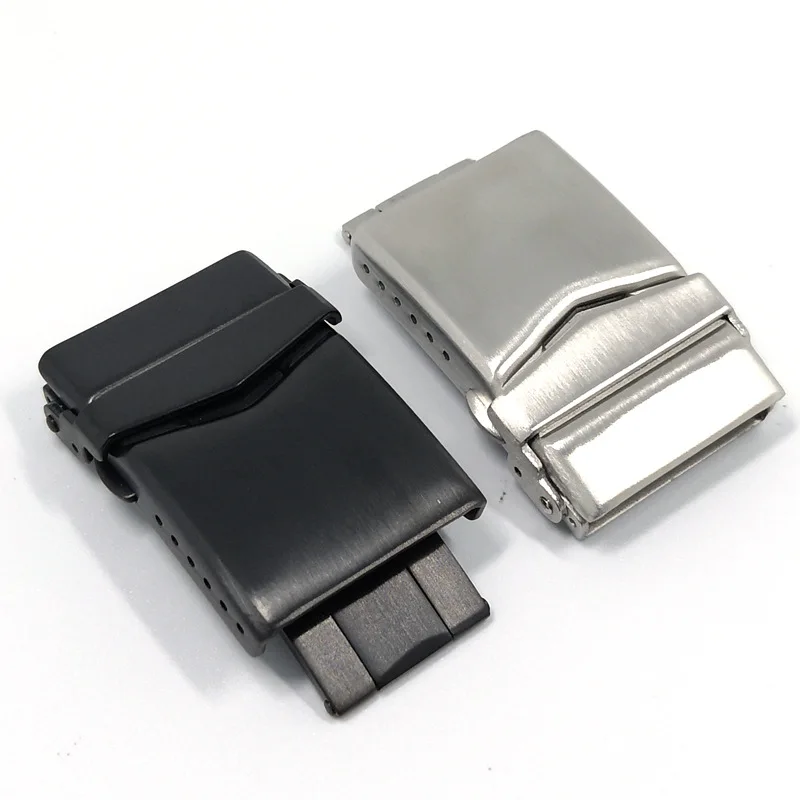 

18MM 20MM 22MM Silver Black 316L Stainless Steel Double Safety Turtleback buckle Fit For Water Ghost Diving Watch