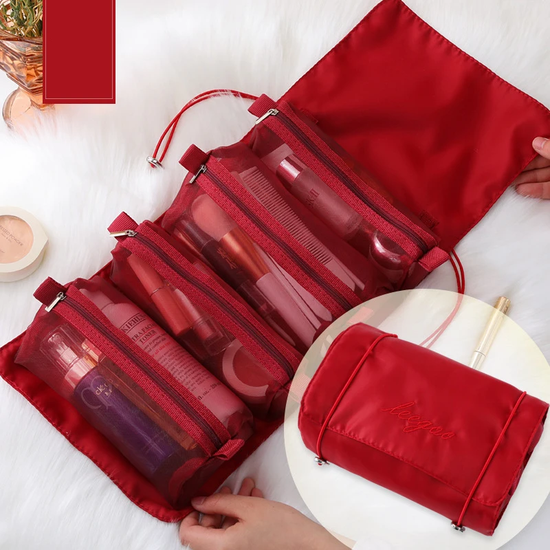 4pcs In Detachable Makeup Bag Women Zipper Mesh Large Capacity