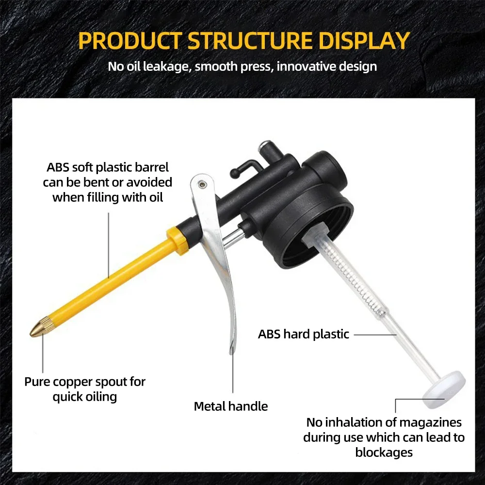 Oiler Grease Guns Equipment High Pressure Pump Oiler Lubrication Oil Can Machine Oil Pot Bottle Extended Hose Hand Tools 250ml grease gun