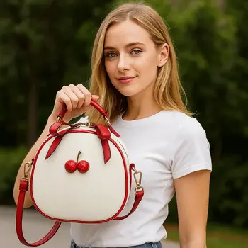 Borsa a tracolla, donna, nuovo arrivo, taglia piccola, design semplice ciliegia, borsa a tracolla, zaino piccolo, borsa tote