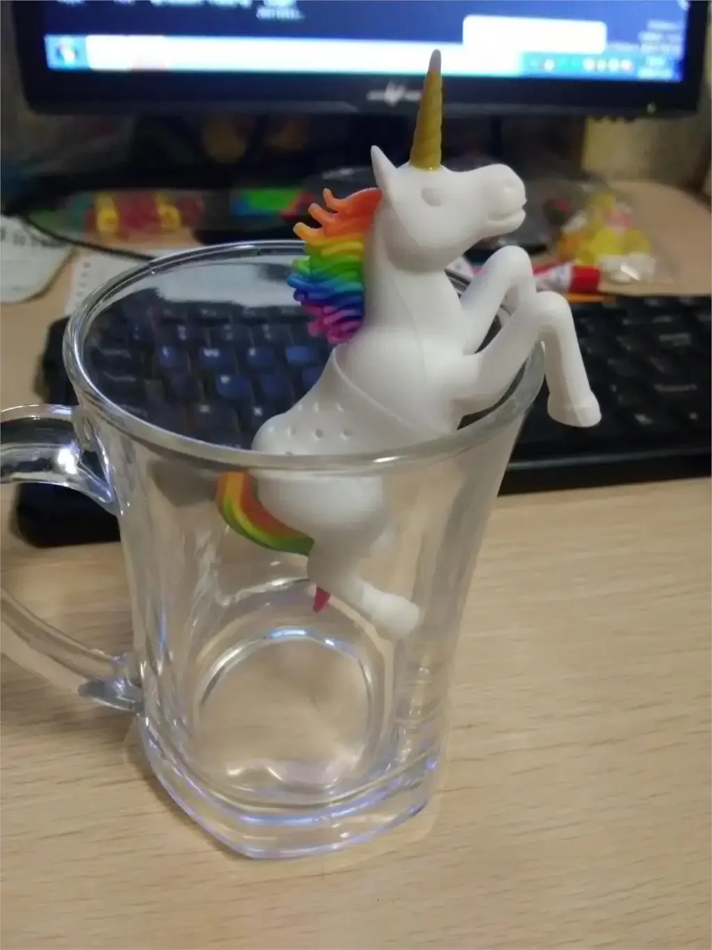 1 Piece Make Tea Infuser Bags Strainer Teaspoon Filter Unicorn Shape Holder Drinkware Kitchen Silicone Rubber Organizer Diffuser Tea Infuser Tea Strainer Tea Filter