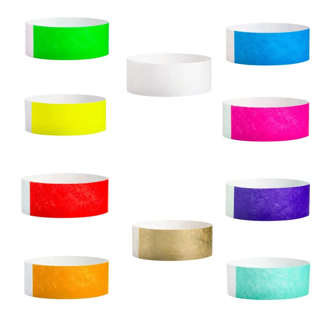 100pcs Tyvek Paper Wristbands Meeting Concert Sticky Recyclable Comfortable print pattern logo safety handles resort bracelets
