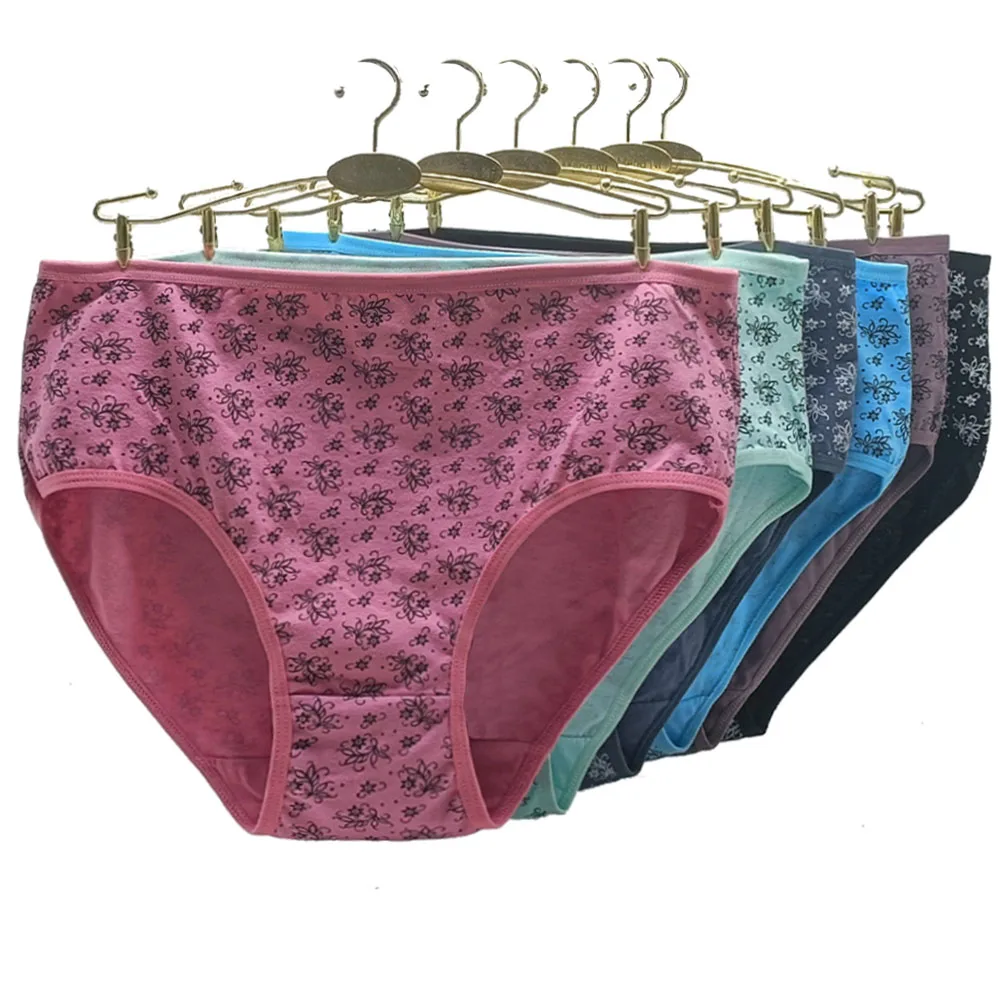 

6 Pieces/Lot Underwear Women Cotton Panties Plus Size Briefs High Waiste Panty Female Underpants Womens Intimate 2XL 3XL 4XL