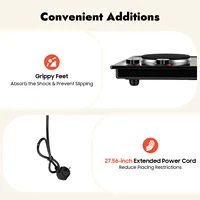 Cuisinière électrique à double brûleur 2500W, plaque de cuisson électrique avec 2 plaques, puissance de feu réglable, 220-240V pour la cuisson des aliments 6