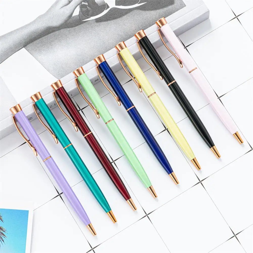 1Pcs Rainbow Color Ballpoint Pen 1.0mm Black Refill Writing Pens Rotating  Metal Ballpoint Pen School office supplies - AliExpress