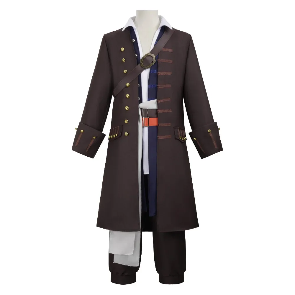 Costume da Capitano Jack Sparrow per Uomo, Uniforme da Pirata, Set Completo per Carnevale dei Caraibi, Outfit Jack Sparrow - immagine 3