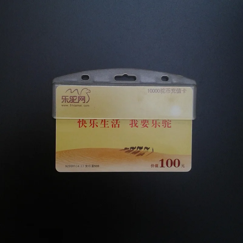 

1pc Transparent Horizontal Half Card Badge Holder For Swipe ID Cards Frosted Rigid Polycarbonate Plastic-Transparent