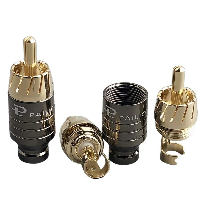 Hifi 2pcs 5MM 직경 RCA 케이블 오디오 플러그 어댑터 커넥터 솔더 골드 도금 구리 Paliccs RCA 플러그 어댑터 커넥터