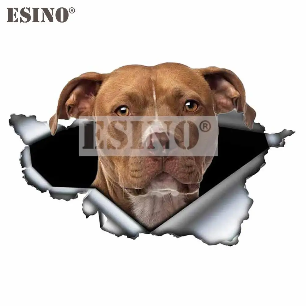 

Car Styling Funny Lovely Cool 3D Metal Torn Metal Brown Pitbull Dog PVC Car Body Sticker Waterproof Decorative Vinyl Decal