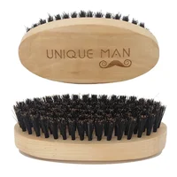 Brosse à barbe en bois pour hommes, peigne en bois naturel, poils de sanglier, moustache, voyage, vagues, cadeaux d'anniversaire, soins de la barbe 1