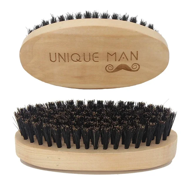 Brosse à barbe en bois pour hommes, peigne en bois naturel, poils de sanglier, moustache, voyage, vagues, cadeaux d'anniversaire, soins de la barbe 1