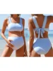 Women Maternity Swimsuit Ruffled Off Shoulder Bathing Suit with High Waist Bottoms Maternal Swimwear Set 5