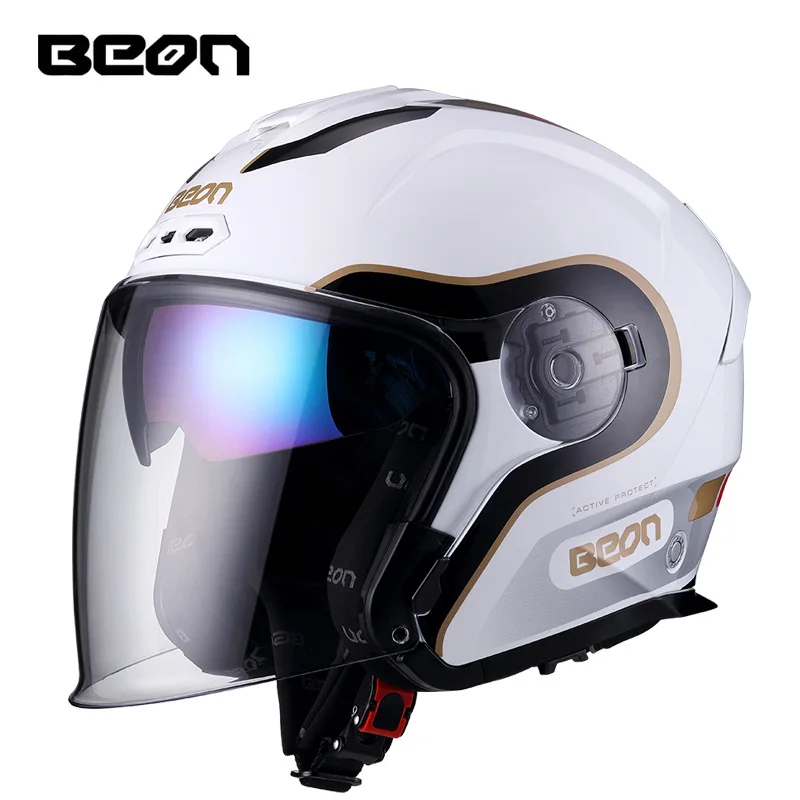 

BEON B203 с открытым лицом и двойными линзами, козырек 3/4, Ретро шлем, мотоциклетный скутер, винтажные шлемы унисекс ECE