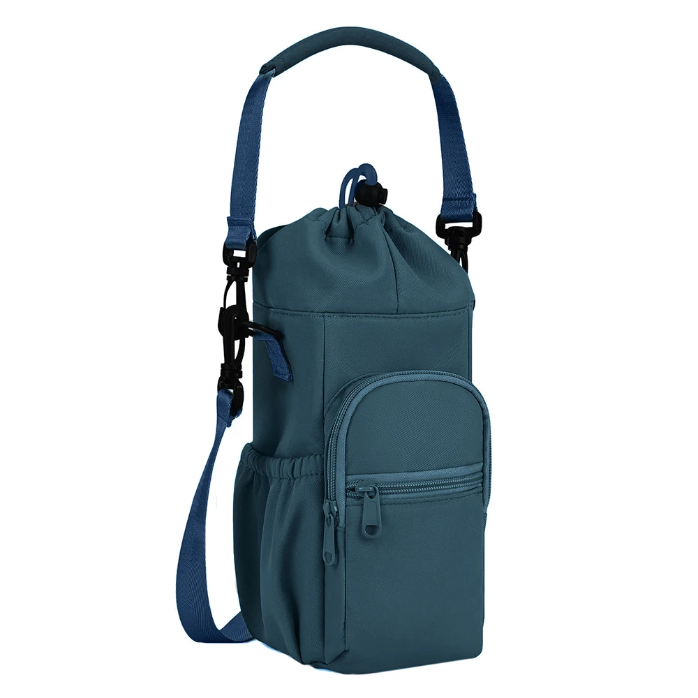 Insulated Water Bottle Tote with Phone Pouch and Adjustable Shoulder Strap
