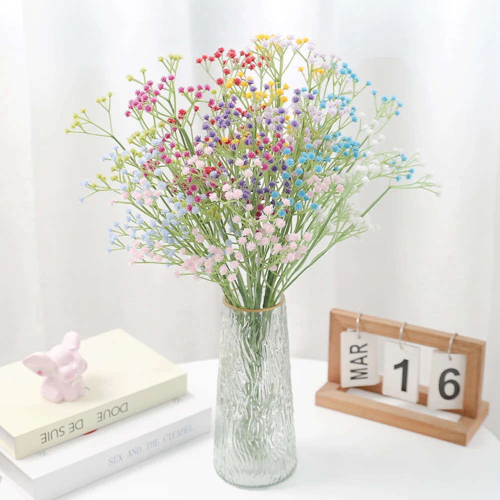 1 Bund künstlicher Babysbreath Weiß/Dunkelviolett/Hellviolett/Rosa/Rosenrot/Blau Fake Flowers Home Decor Party Decor Hochzeit – Detail 3