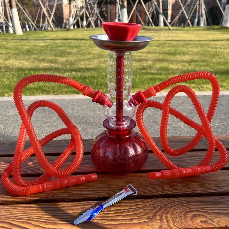 Acrylic Hookah Shisha Set Double Silicone Hose Charcoal Tongs Travel Chicha Smoking Accessories hookah accessories hookah set