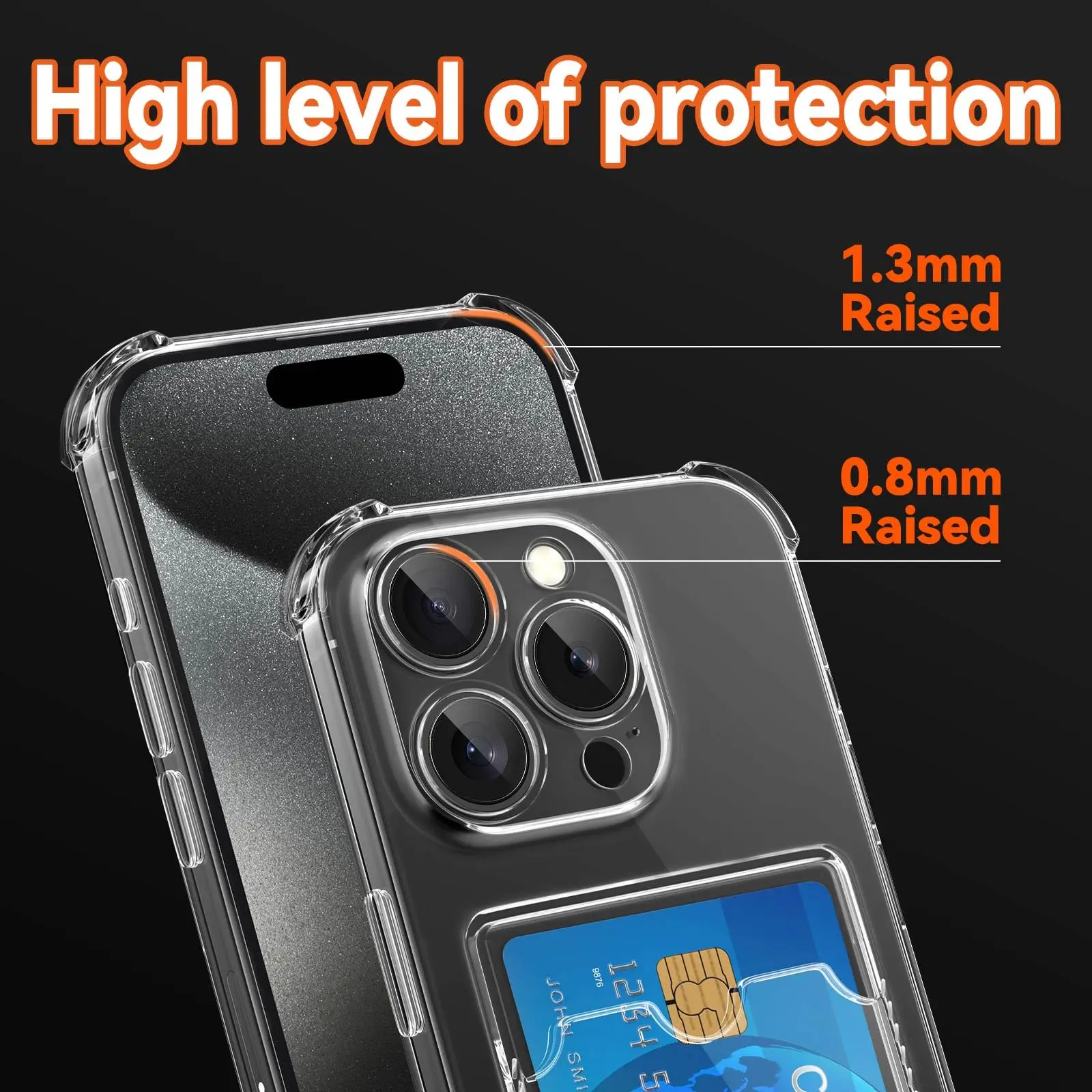 Transparent Shockproof Card Holder Wallet Case - Soft Silicone TPU Back Cover