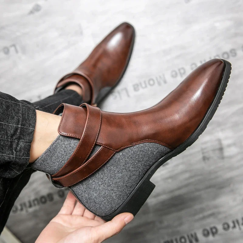Ankle Men Boots Fashion Men Shoes Top Quality Zipper PU Leather Comfortable Casual Boots Business Size 38-48