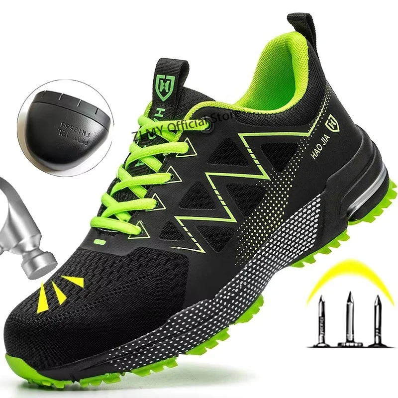 Anti-smash Safety Shoes Men Steel Toe Sneakers Puncture Proof Breathable Work Boots Fashion Construction Protective Footwear