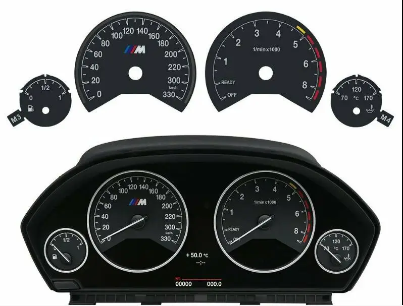 GAUGE FACE OVERLAY PLATE FOR BMW 3 4 SERIES F30 F31 F32 F33 F34 F36 3M SPEEDOMETER INSTRUMENT CLUSTER 330KM/H 260KM/H