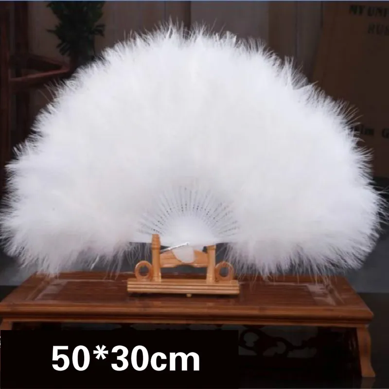 

Classical Hand Fan Abanicos Para Boda Folding Fluff Feather Dance Fan Wedding Party Catwalk Props Abanico Eventail Mariage
