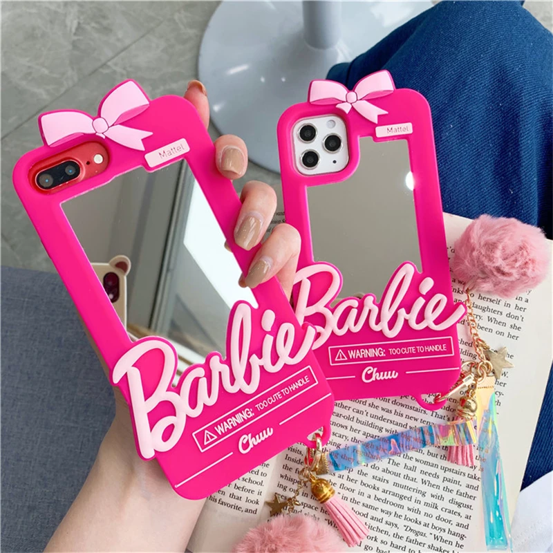 

Fashion Barbie Pink Women IPhone Protective Case Charm IPhone Case Mirror Pendant Ornaments Accessories Holiday Gifts Wholesale