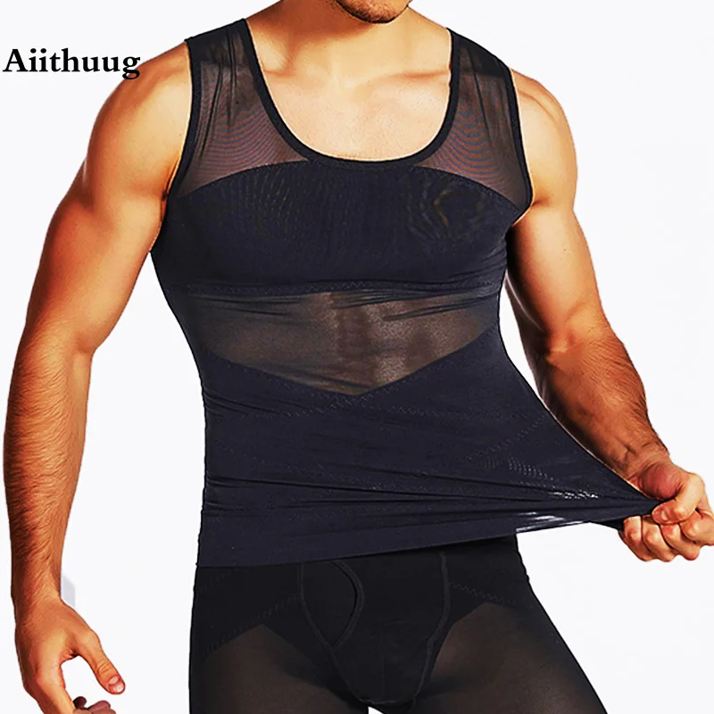 Aiithuug Mens Slimming Body Shaper Vest Chest Abdomen Compression Tank Top  Belly Hiding Undershirts Shapewear Vest Men