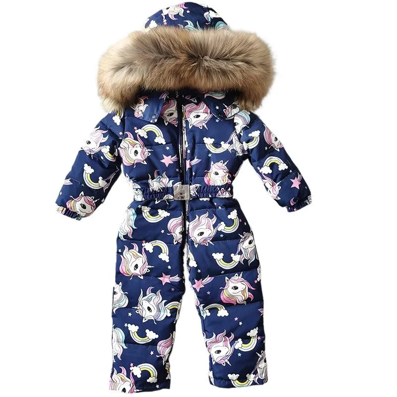 Детский лыжный костюм Children's Down Jacket Suit Boys and Girls Mid-Length One-Piece Baby Winter Skiing Suit