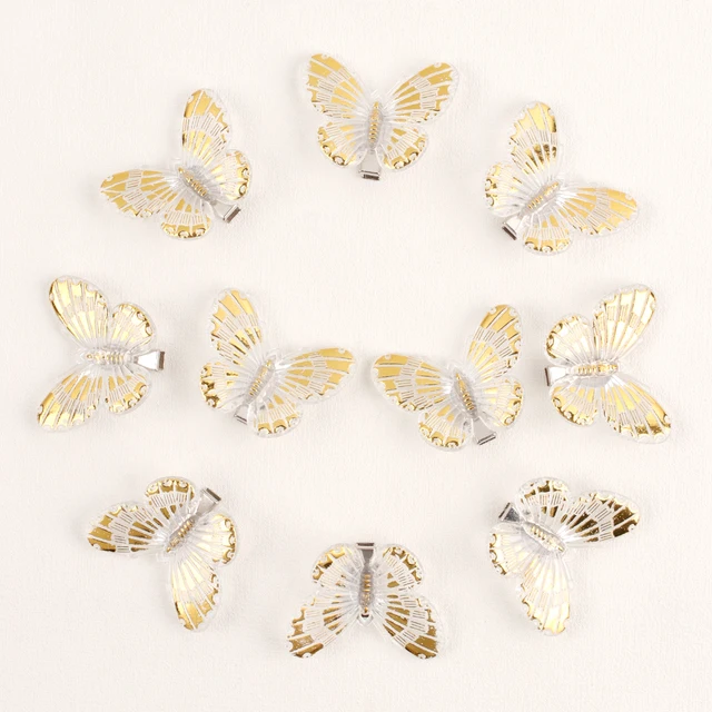 10PCS Fashion Butterfly Hair Clips for Women Girls Wedding Photography Head Clips Hairpin Hairgrips Decoration Hair Accessories Acrylic gold