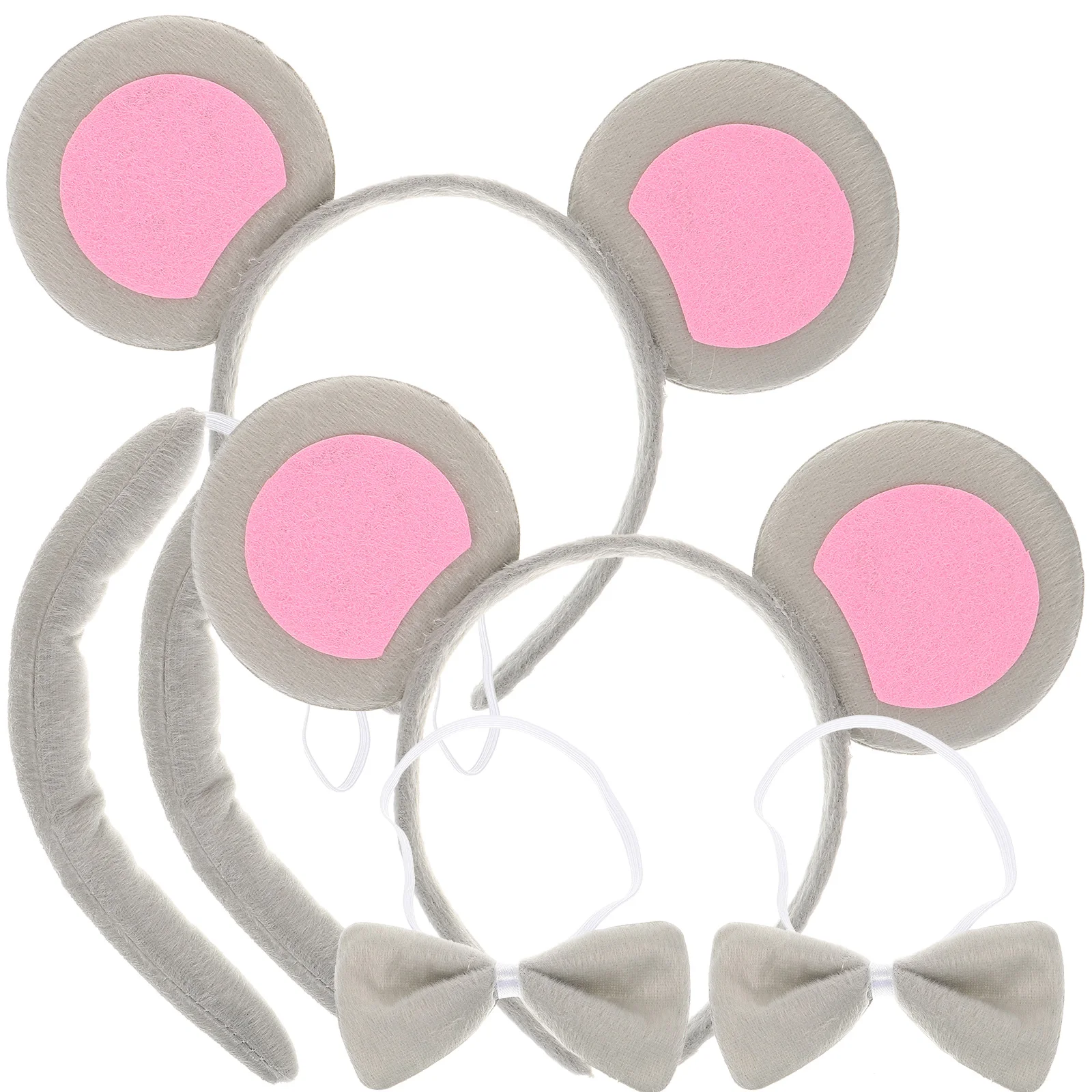 2 Set Mouse Ear Headband Mouse Headdress Cartoon Hair Band Cosplay Hair Band Cute Headband With Tail Bowtie For Party Hair Decor