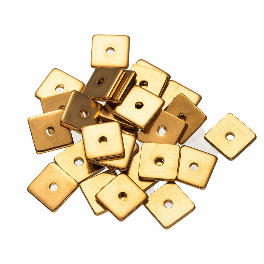 50 Stück 4/5/6/8 mm goldfarbene Edelstahl-Quadrat-Flach-Abstandsperlen, lose Perlen für DIY-Armbänder, Schmuckherstellung, Zubehör – Detail 4