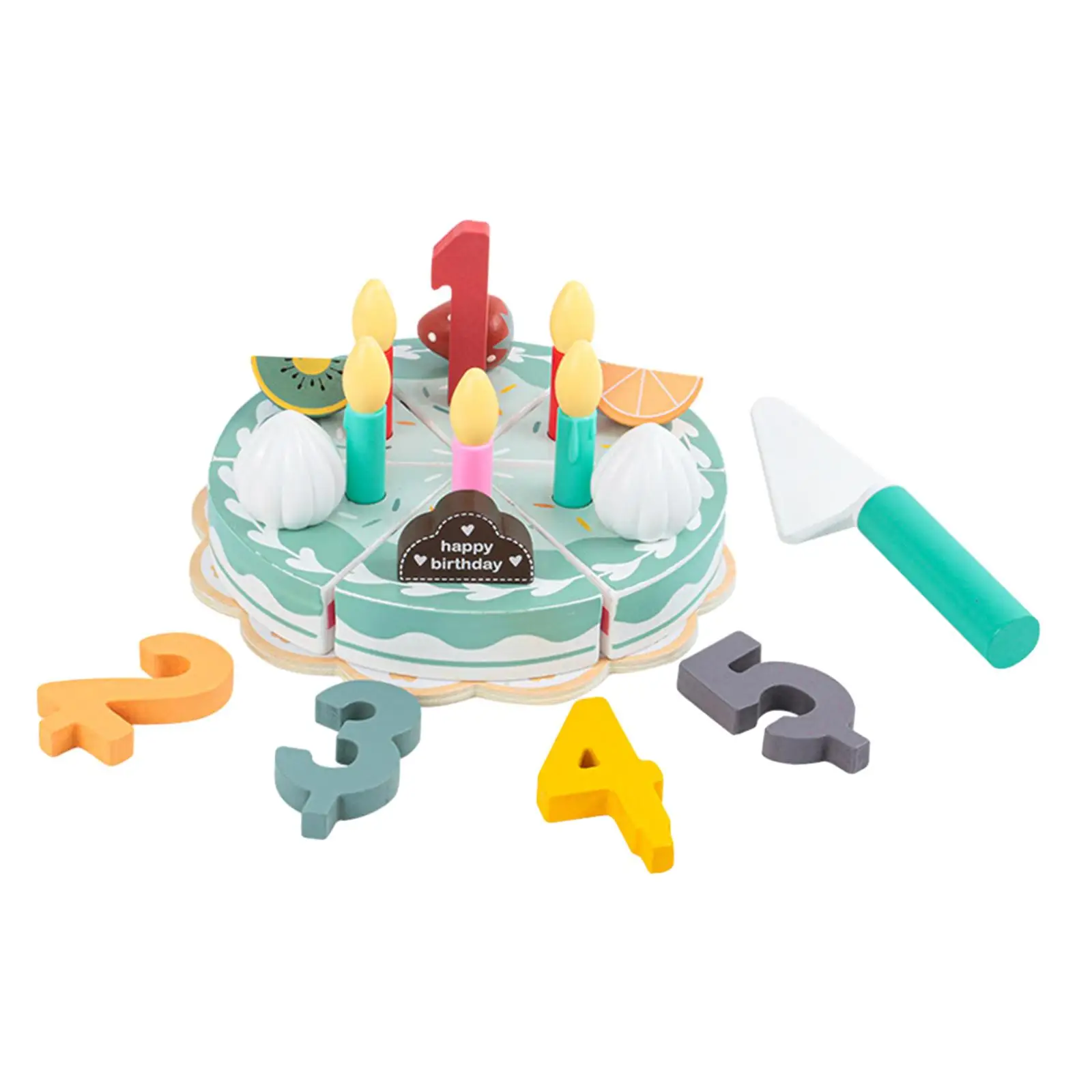 

Birthday Cake Toy Wooden Toys Learning Educational DIY Pretend Play for 2 Years Old and up Kids Toddlers Children Girls and Boys