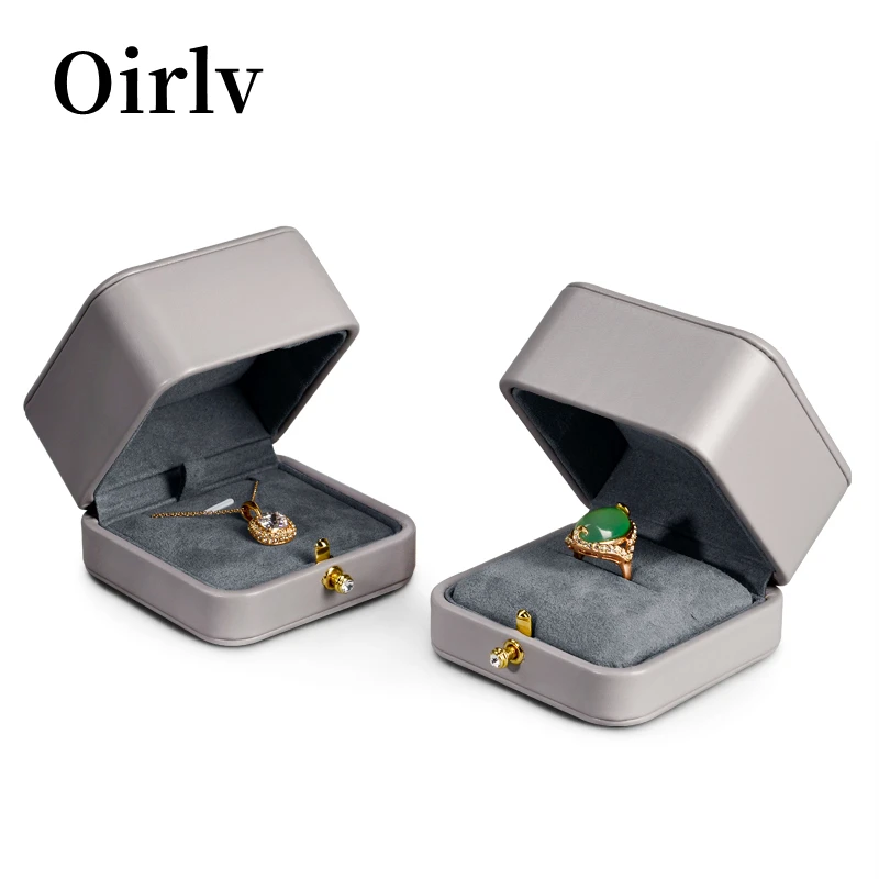 Oirlv Ring Box PU Leather Necklace Pendant Box Jewelry Boxes for Gifts