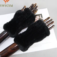New Arrival Female Natural Rabbit Fur Gloves Knitted Warm Real Rex Rabbit Fur Mittens Women Winter Outdoor Rex Rabbit Fur Gloves