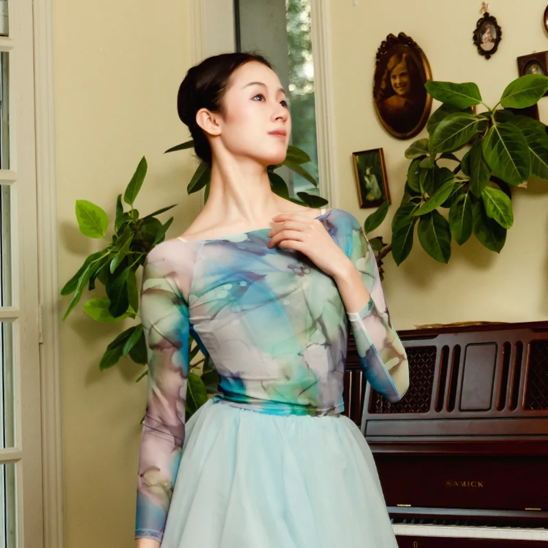 

Mesh Ballet Tops Women Fairy Yoga Outfit Gymnastics Practice Wear Stage Wear Lyrical Dancer Outfit Classical Dancewear JL4978