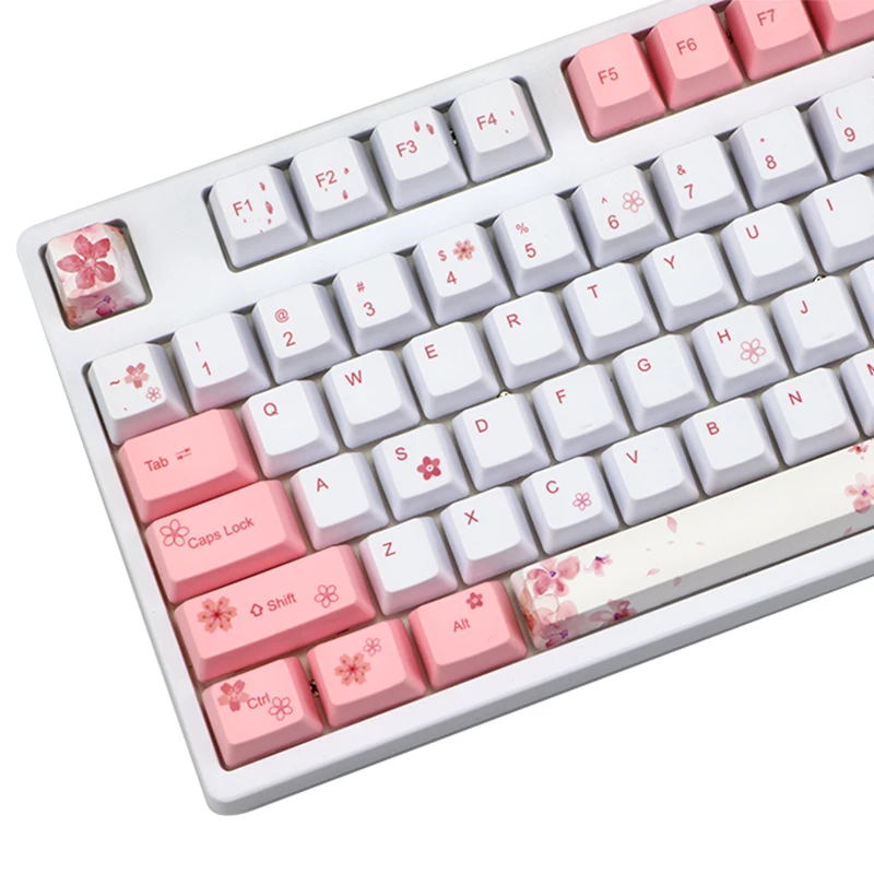 Corante Subbed Pbt Keycap 72 122 Chaves Oem Perfil Keycaps para mx Switches Dz60 Gk64 Tkl87 96 108 Teclado Sakura Keycap - Imagem 3