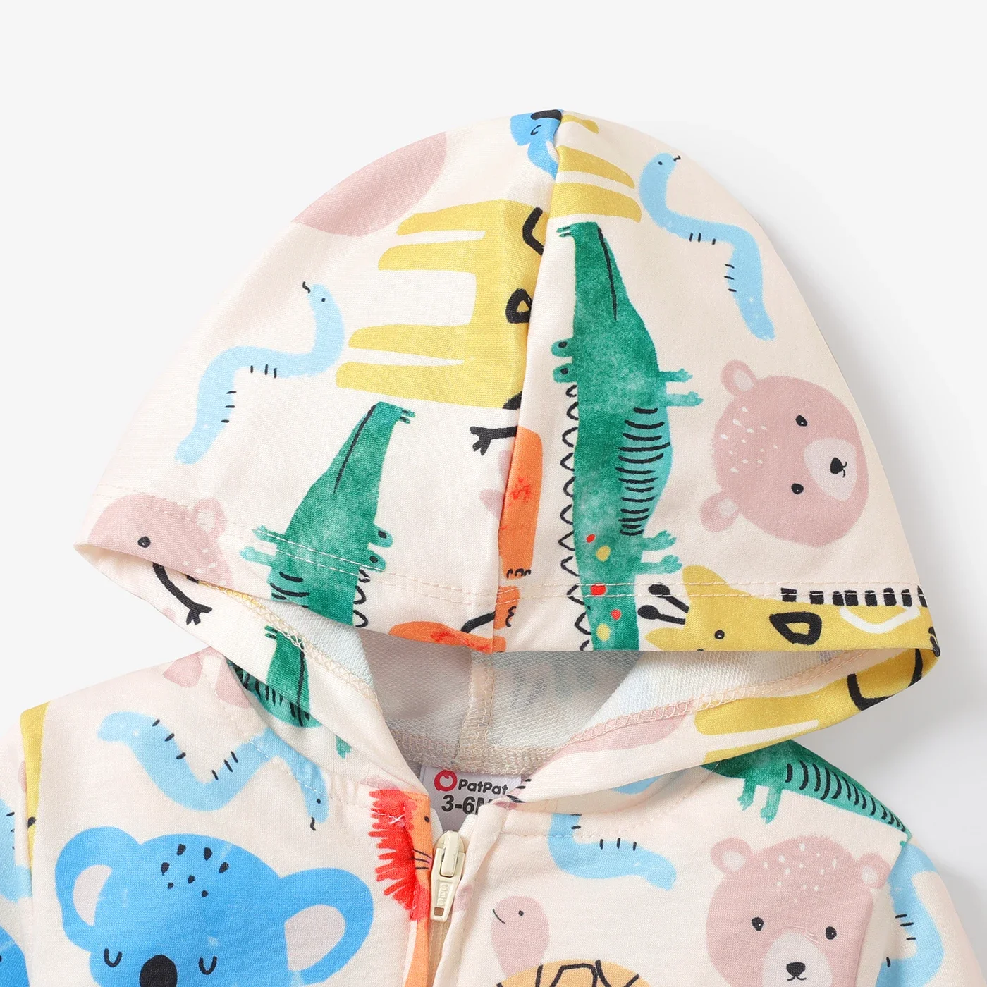 Long Sleeve Animal-Print Zippered Coat for Baby Boy-Medium Thickness Full print Animal pattern Casual/Outdoor PatPat