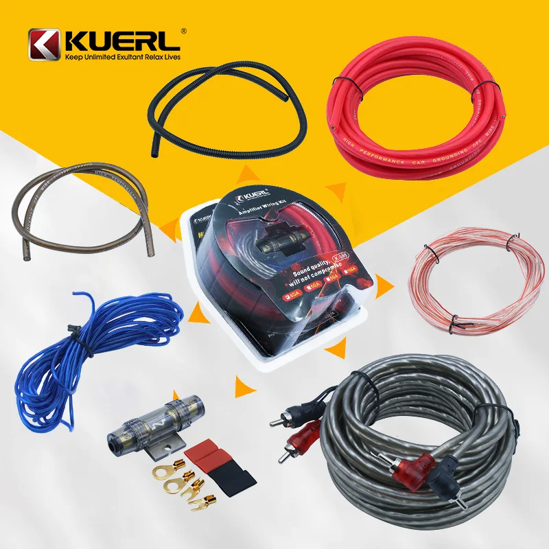 Car Amplifier Wiring Kit 10/8/6/4GA Car Amplifier Cable Set 60Amp Fuse Holder Set Subwoofer Modification Connection Cable Kit car amplifier wiring kit