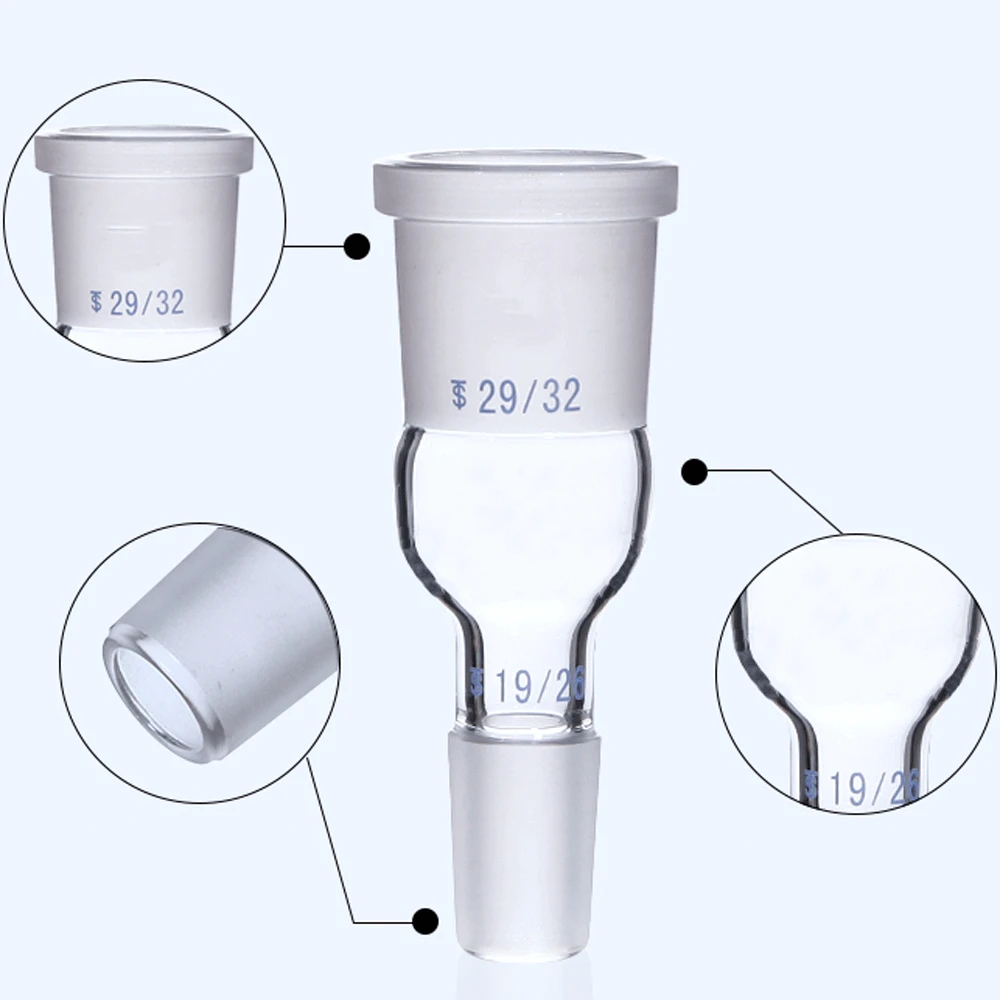 14/23 19/26 24/29 29/32 34/35 40/38 50/42 Female To Male Boro Glass Joint Glass Reducing Transfer Adapter Glassware Laborotary
