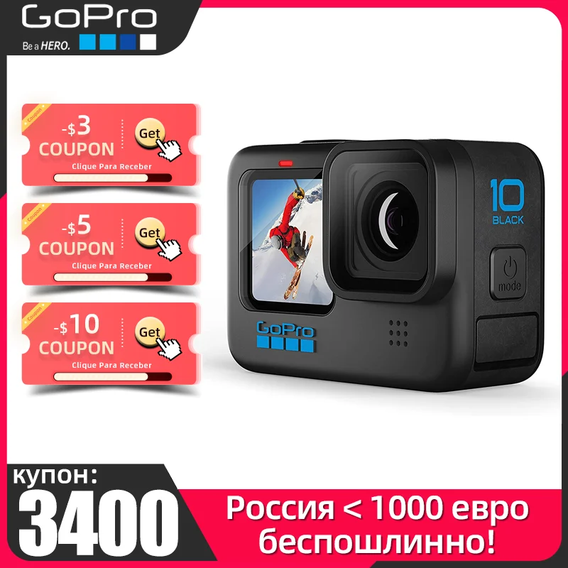 【Доставка из Москвы 0 тариф доставка 5 дней】 GoPro HERO 9 10 Экшн-камера 5.3K Ultra HD Video 20MP