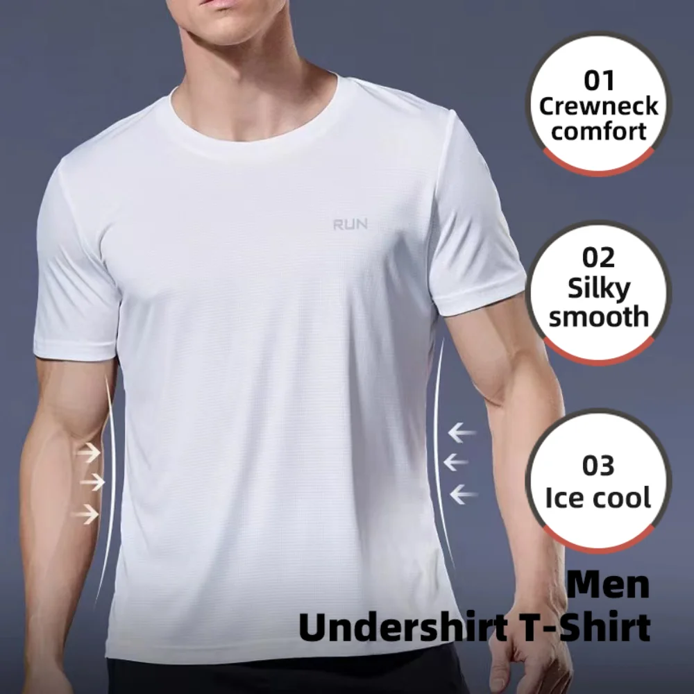 Men Undershirt T-Shirt Quick Dry Sport L XL XXL Black White Gary Running Breathable Fitness Shirt Ice Silky Gym Football Jerseys mens undershirt