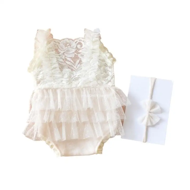 

Baby Photography Costume Clothing Romper Bowknot Hairband Photo Clothes Dropship