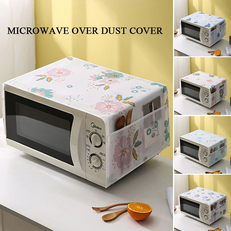 Microwave Dust Cover Waterproof Grease Proofing Oven Storage Bag Double Pockets Kitchen Accessories