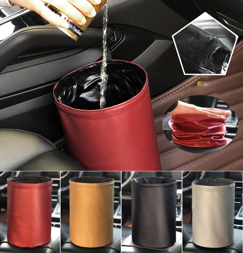 Foldable Car Garbage Storage Can Waterproof Hanging Litter Bag Auto Interior Waste Container Folding Rubbish Bin Organizer car trash can car trash bag