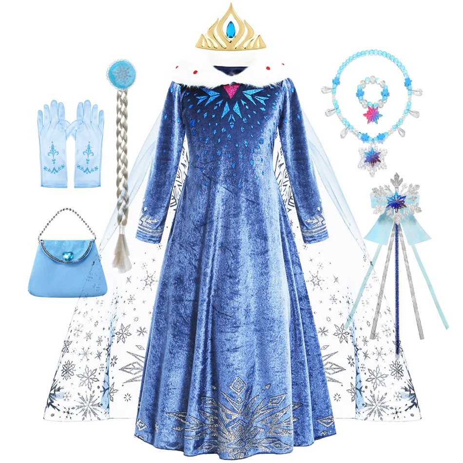Elsa Dress for Girl Kids Long Sleeve Princess Costume Dress Girls Party  Gown Halloween Cosplay Clothes 4 5 6 7 8 9 10 Years - AliExpress
